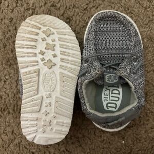 Hey Dude Kids Gray Knit Slip-On Sneakers with Elastic Laces